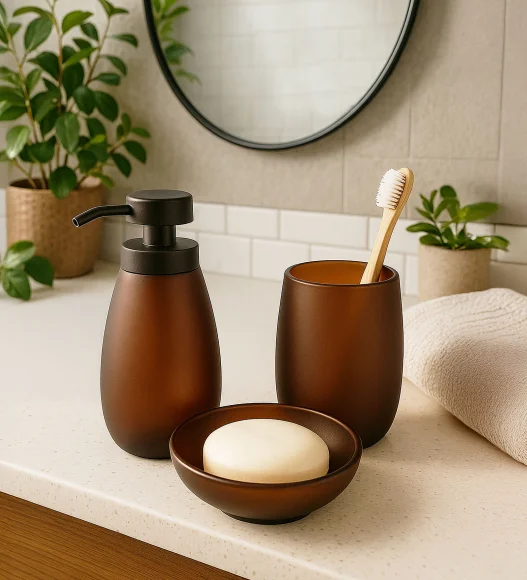 Prism 2 Glass Bath Set Brown