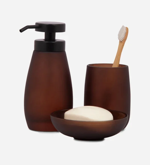 Prism 2 Glass Bath Set Brown