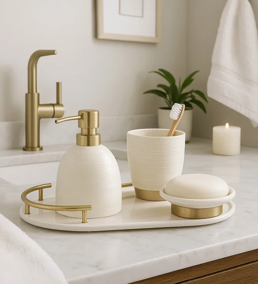 Earth 2 Ceramic Bath Set White