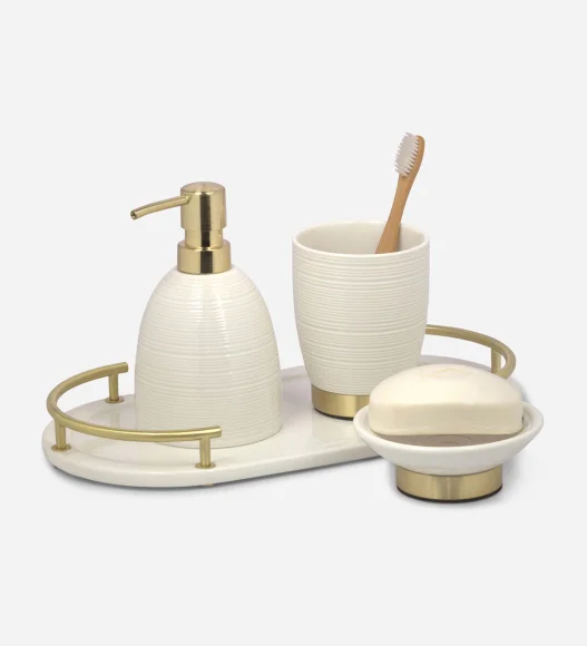 Earth 2 Ceramic Bath Set White