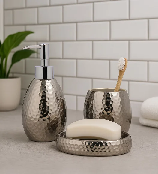 Earth 2 Ceramic Bath Set Silver