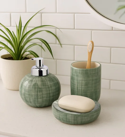 Earth 2 Ceramic Bath Set Olive
