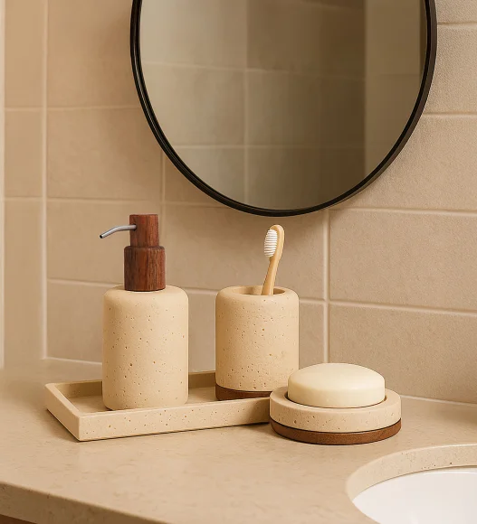 Spaze 2 Polyresin Bath Set Beige