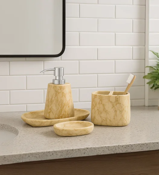 Spaze 2 Polyresin Bath Set Beige and Brown