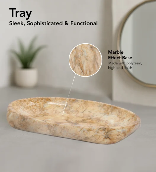 Spaze 2 Polyresin Bath Set Beige and Brown