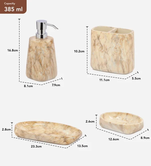 Spaze 2 Polyresin Bath Set Beige and Brown