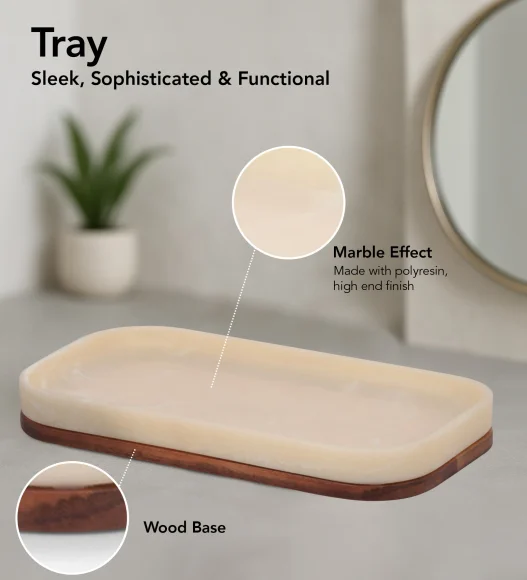 Spaze 2 Polyresin Bath Set Cream and Brown