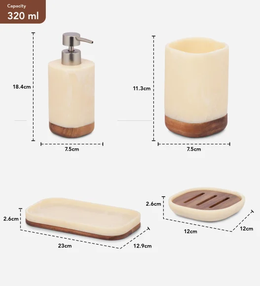 Spaze 2 Polyresin Bath Set Cream and Brown