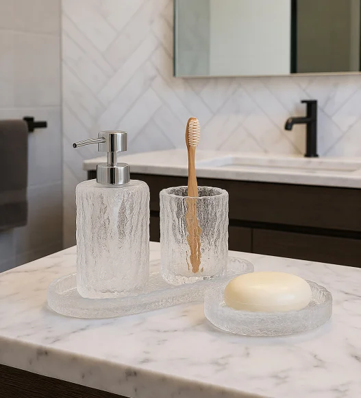 Prism 2 Glass Bath Set Clear