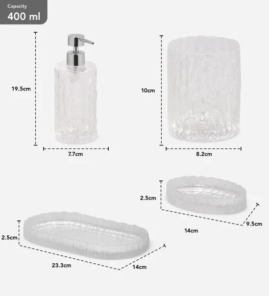 Prism 2 Glass Bath Set Clear