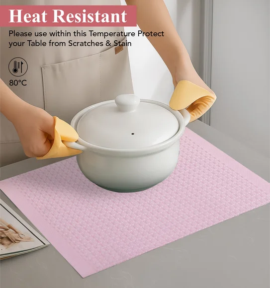 Avono Heat Resistant and Washable Table Mat Pink