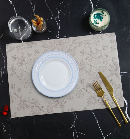 Canvas Solid Dining Table Mat Stone