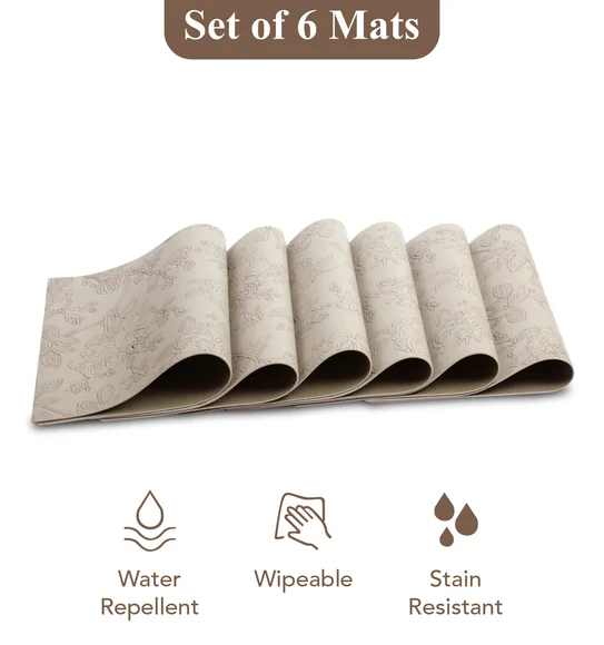 Canvas Solid Dining Table Mat Stone