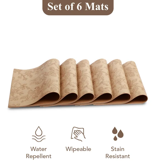 Canvas Solid Dining Table Mat Beige