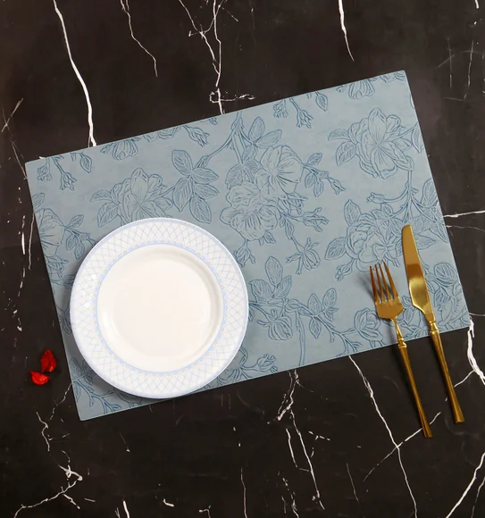 Canvas Solid Dining Table Mat Blue
