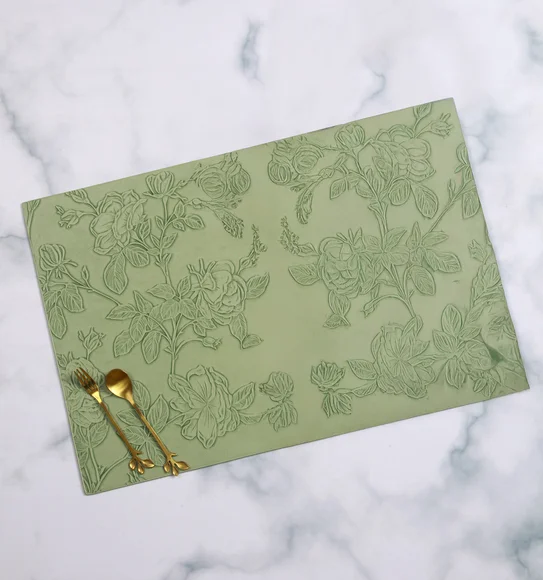 Canvas Solid Dining Table Mat Green