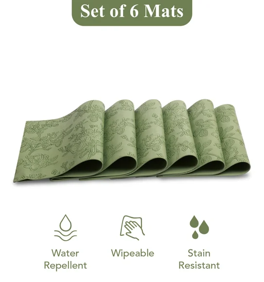 Canvas Solid Dining Table Mat Green