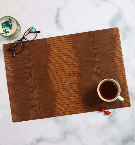 Canvas Solid Dining Table Mat Brown
