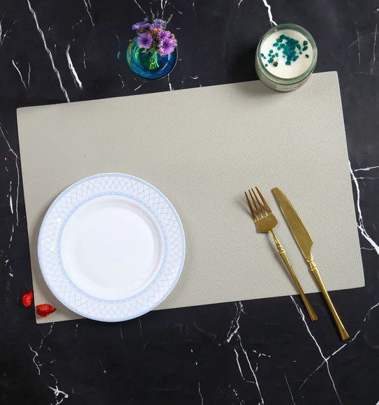 Canvas Solid Dining Table Mat Cream