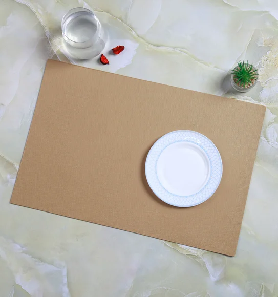 Canvas Solid Dining Table Mat Beige