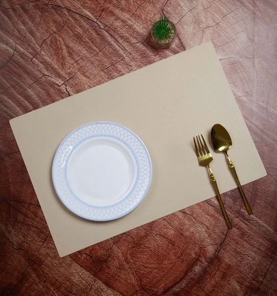 Canvas Solid Dining Table Mat Cream