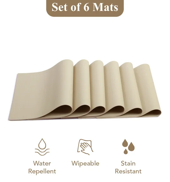 Canvas Solid Dining Table Mat Cream
