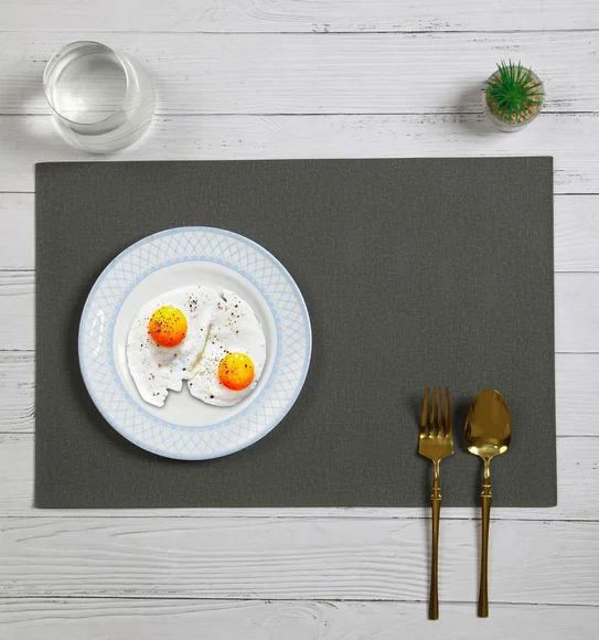 Canvas Solid Dining Table Mat Grey