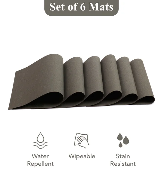 Canvas Solid Dining Table Mat Grey