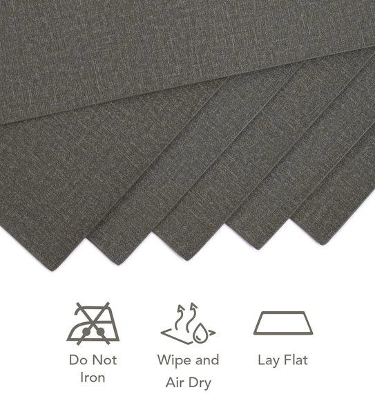 Canvas Solid Dining Table Mat Grey