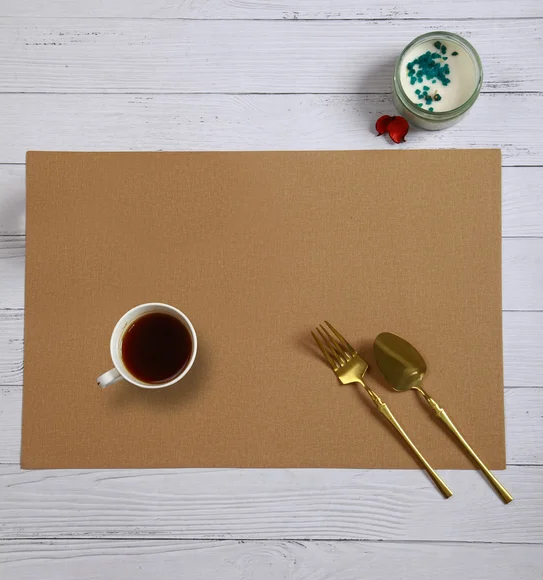 Canvas Solid Dining Table Mat Beige