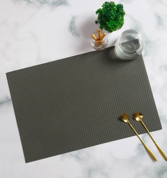 Canvas Solid Dining Table Mat Grey
