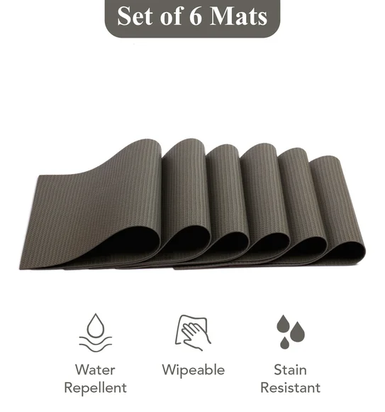 Canvas Solid Dining Table Mat Grey