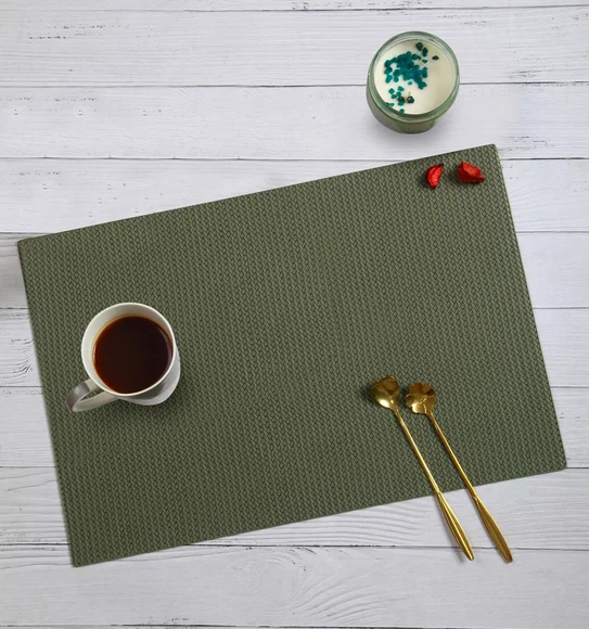 Canvas Solid Dining Table Mat Olive