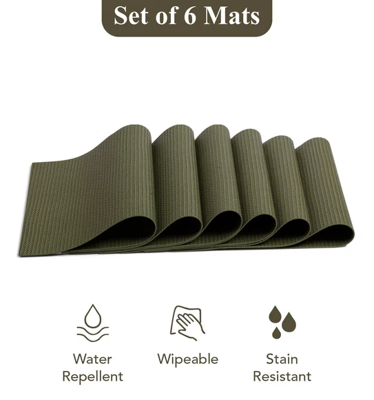 Canvas Solid Dining Table Mat Olive
