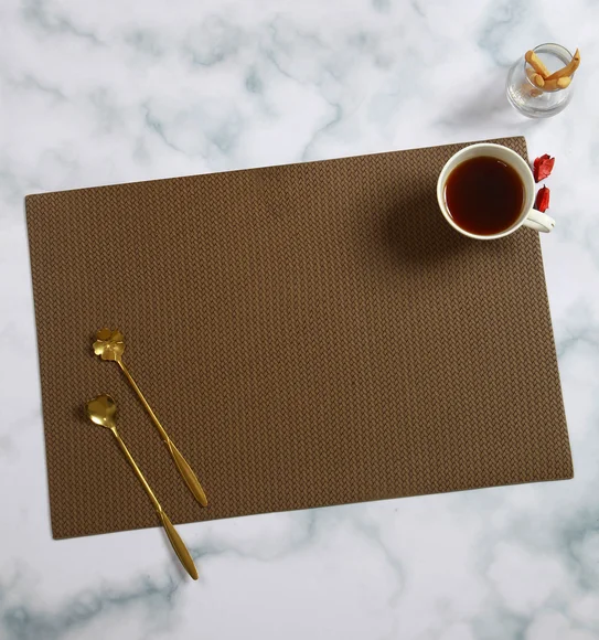 Canvas Solid Dining Table Mat Brown