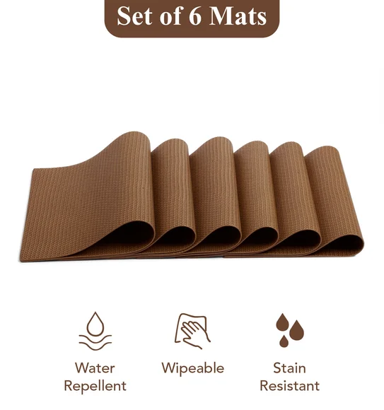 Canvas Solid Dining Table Mat Brown