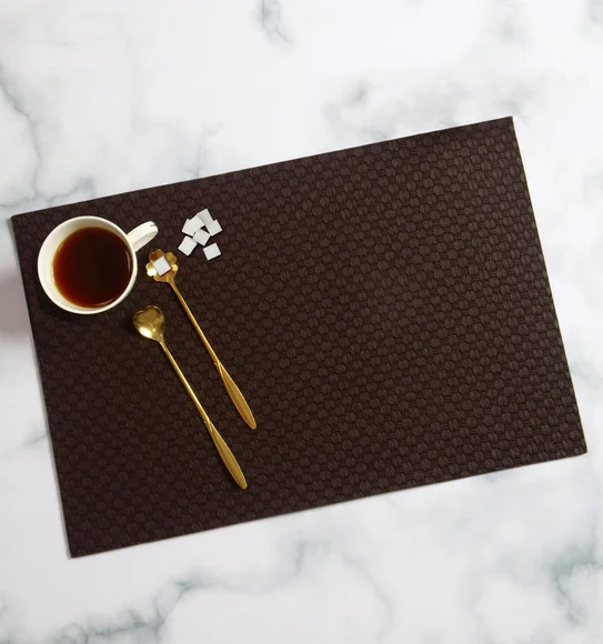 Canvas Solid Dining Table Mat Dark Brown