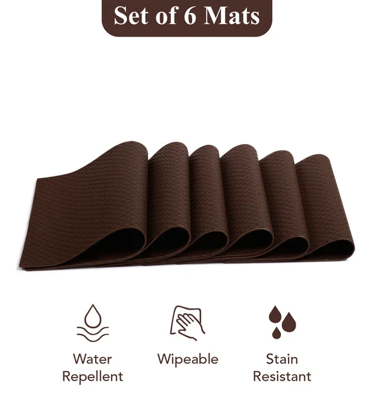 Canvas Solid Dining Table Mat Dark Brown