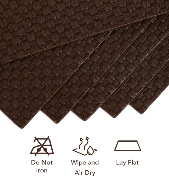 Canvas Solid Dining Table Mat Dark Brown