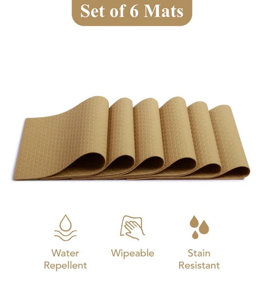 Canvas Solid Dining Table Mat Beige