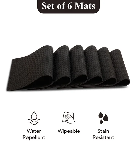 Canvas Solid Dining Table Mat Black
