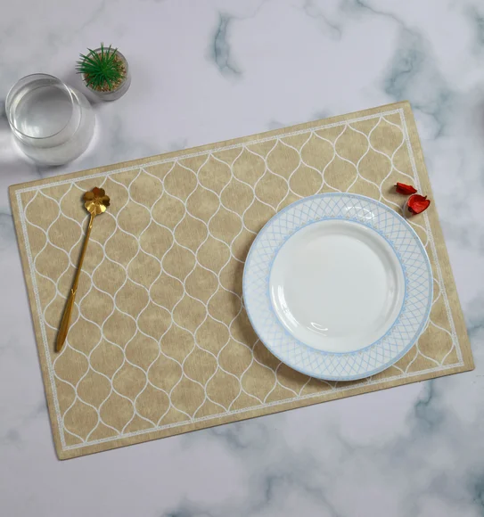 Canvas Solid Dining Table Mat Beige