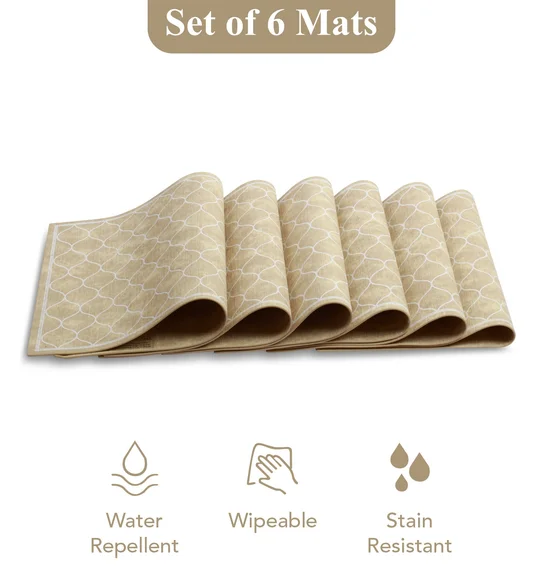 Canvas Solid Dining Table Mat Beige