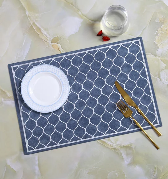 Canvas Solid Dining Table Mat Grey