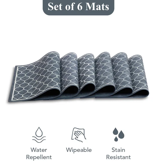 Canvas Solid Dining Table Mat Grey