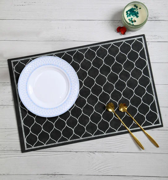 Canvas Solid Dining Table Mat Dark Grey