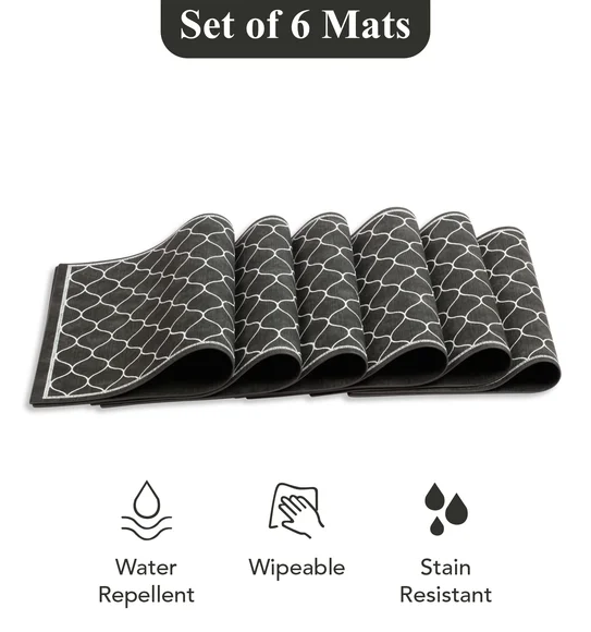 Canvas Solid Dining Table Mat Dark Grey