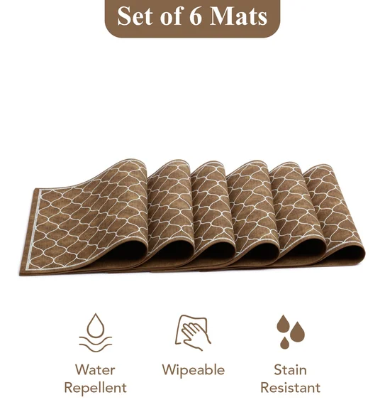 Canvas Solid Dining Table Mat Brown