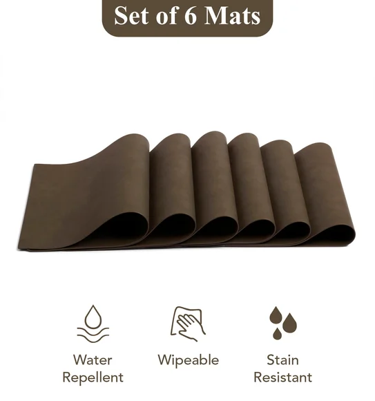 Canvas Solid Dining Table Mat Brown