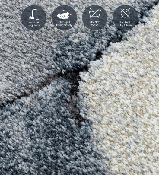 Cyrus Abstract Machine Made Carpet Blue